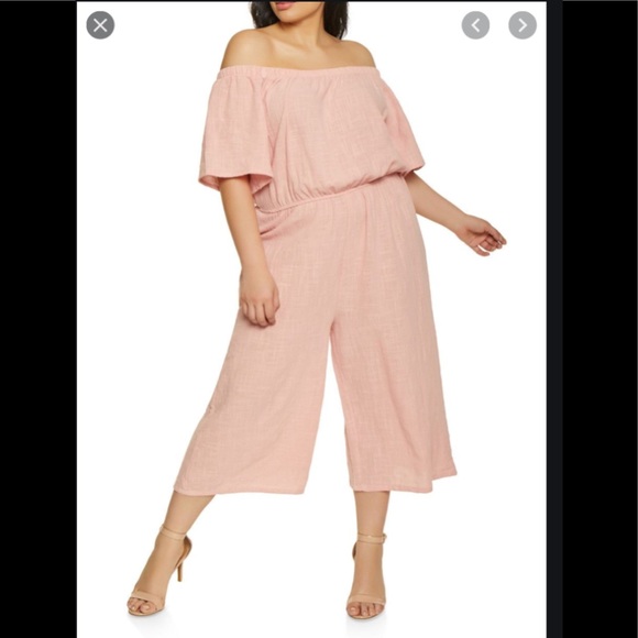 Cute Like New Love J Off Shoulder Gaucho Jumpsuit - Picture 1 of 4